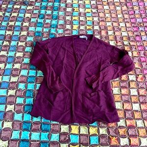 Time and True Burgundy Small Cardigan with Pockets